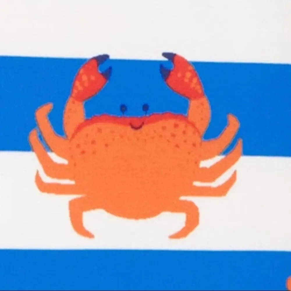 NWT Mini Boden Crab Rash Guard Sunsuit Blue Orange Swim One Piece Baby (3-6 M)